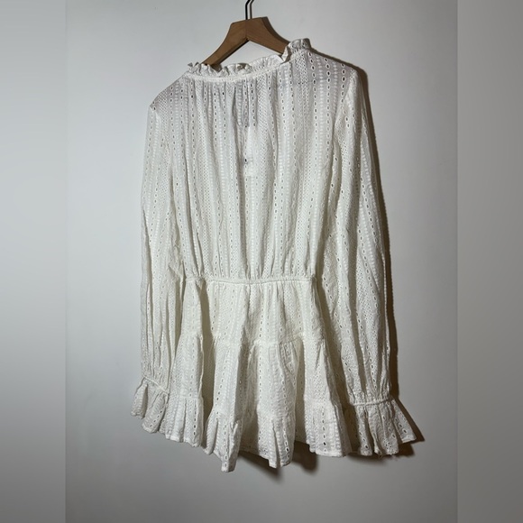 NWT Sabo skirt Sabo Luxe Palace Eyelet Mini Dress - White XS Long Sleeve - Picture 6 of 12